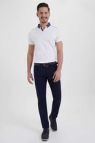 Slim Fit 5 Pocket Low Waist Light Navy Cotton Casual Pants