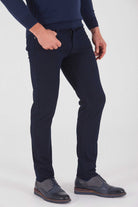 Slim Fit 5 Pocket Navy Low Waist Cotton Casual Pants - MIB