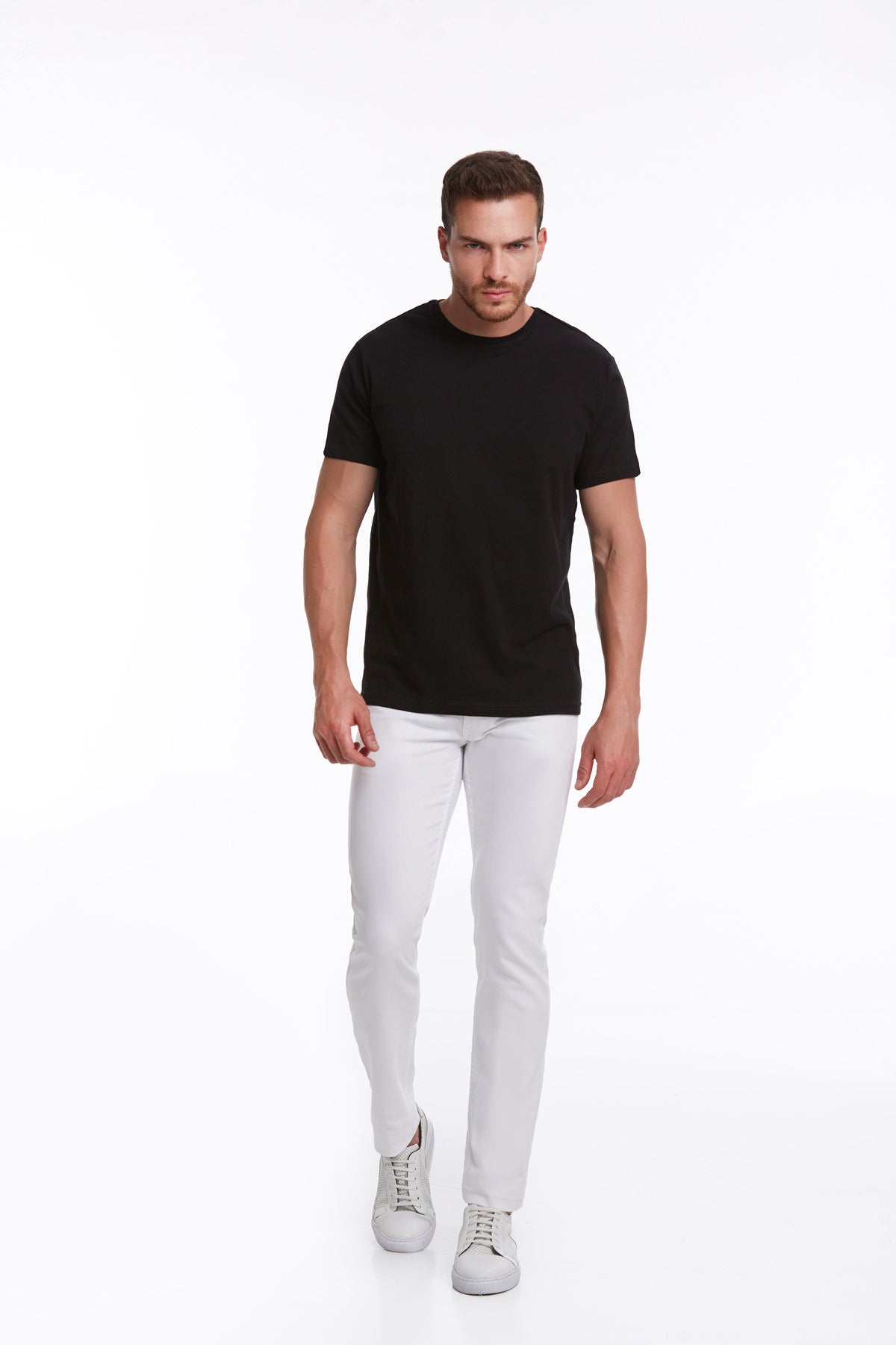 Slim Fit Basic Cotton Black Crew Neck T-Shirt - MIB