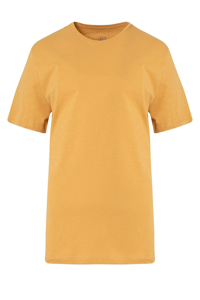 Slim Fit Basic Cotton Crew Neck T-Shirt Mustard - MIB