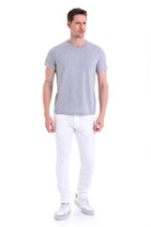 Slim Fit Basic Cotton Gray Melange V-Neck T-Shirt - MIB