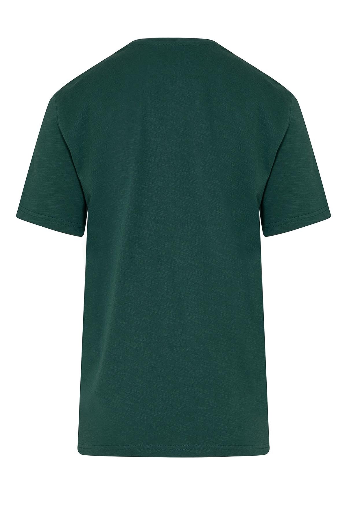 Slim Fit Basic Cotton Green Crew Neck T-Shirt - MIB