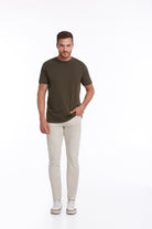 Slim Fit Basic Cotton Khaki Crew Neck T-Shirt - MIB