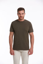 Slim Fit Basic Cotton Khaki Crew Neck T-Shirt - MIB