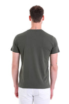 Slim Fit Basic Cotton Khaki V-Neck T-Shirt - MIB