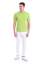 Slim Fit Basic Cotton Kiwi V-Neck T-Shirt - MIB