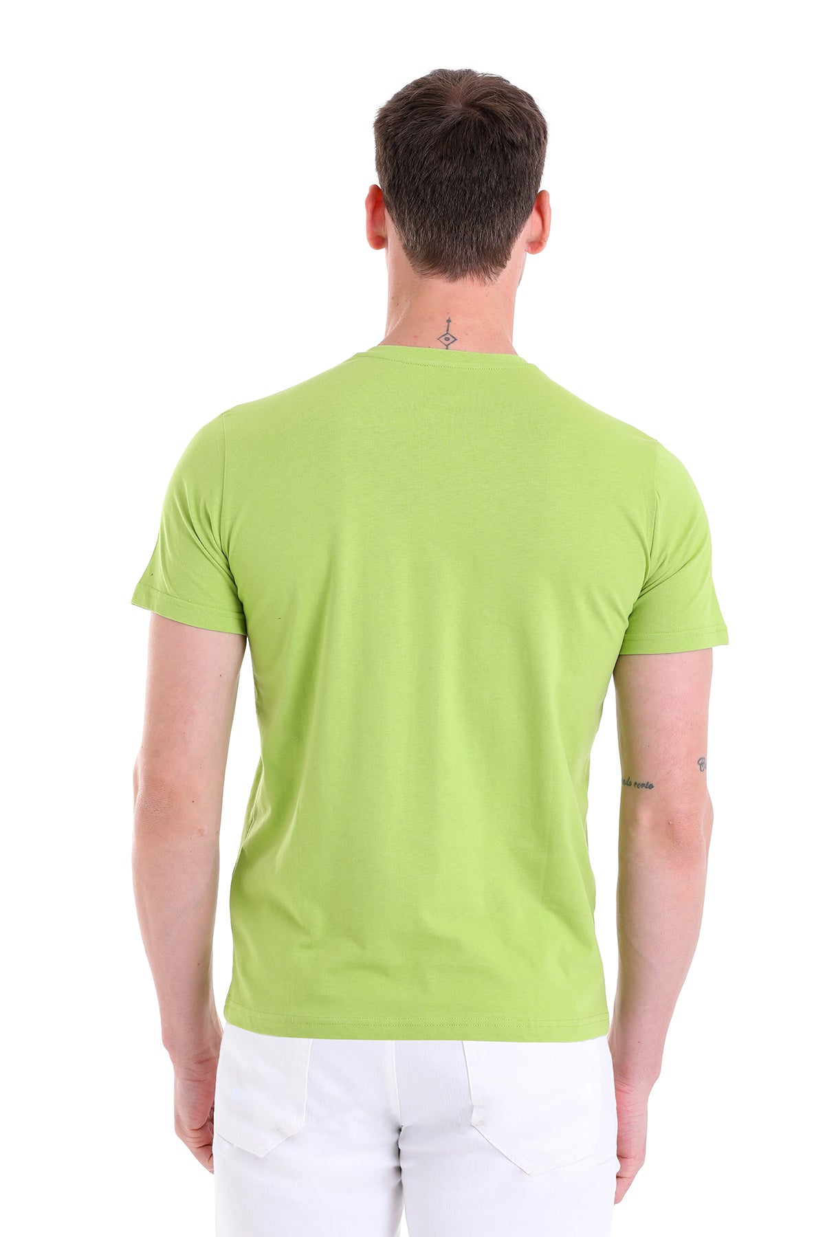 Slim Fit Basic Cotton Kiwi V-Neck T-Shirt - MIB