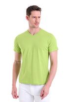 Slim Fit Basic Cotton Kiwi V-Neck T-Shirt - MIB