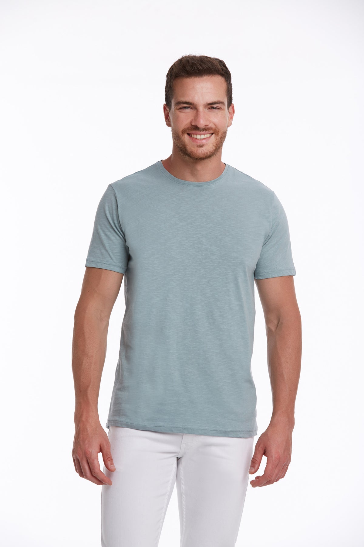 Slim Fit Basic Cotton Mint Crew Neck T-Shirt - MIB