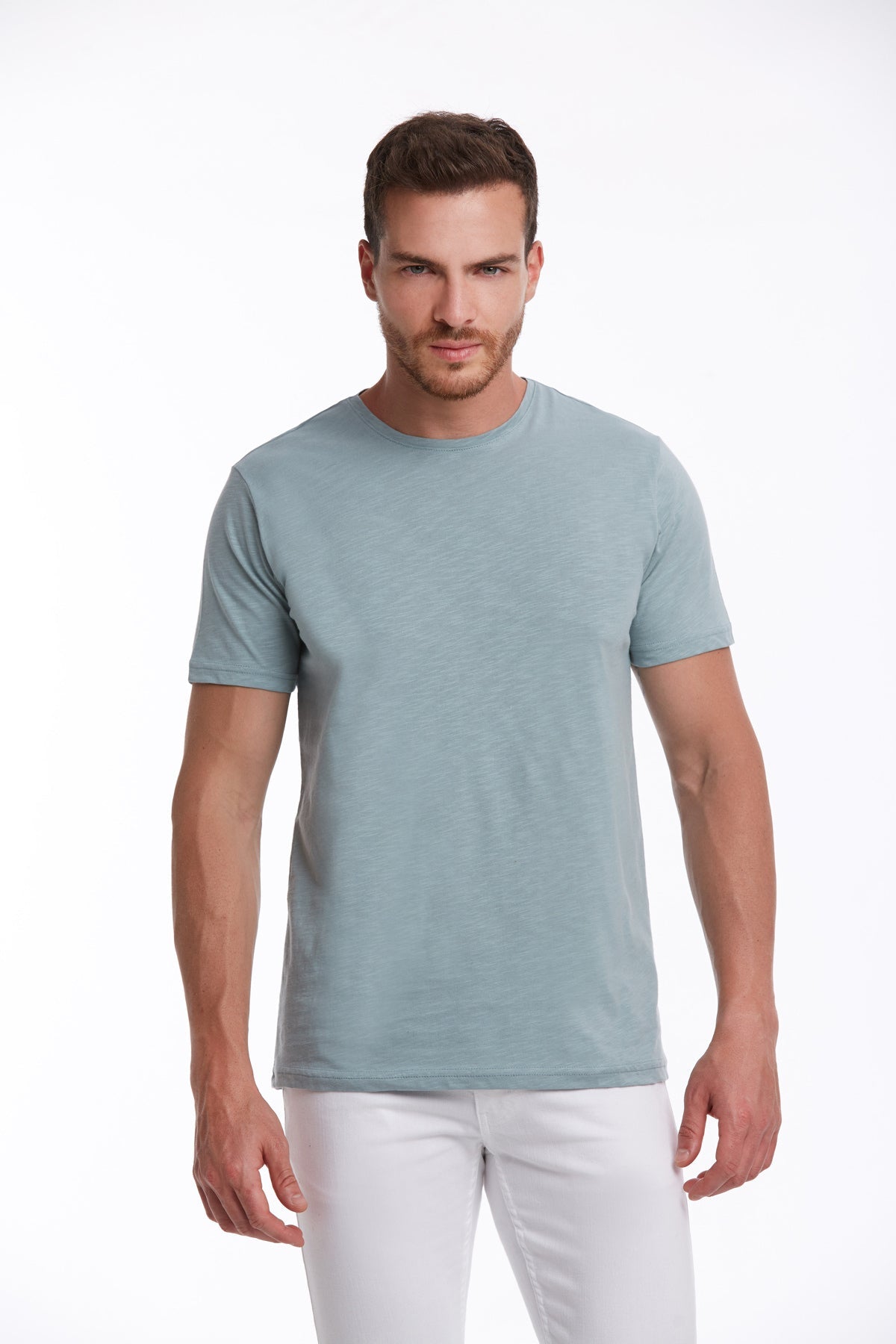 Slim Fit Basic Cotton Mint Crew Neck T-Shirt - MIB