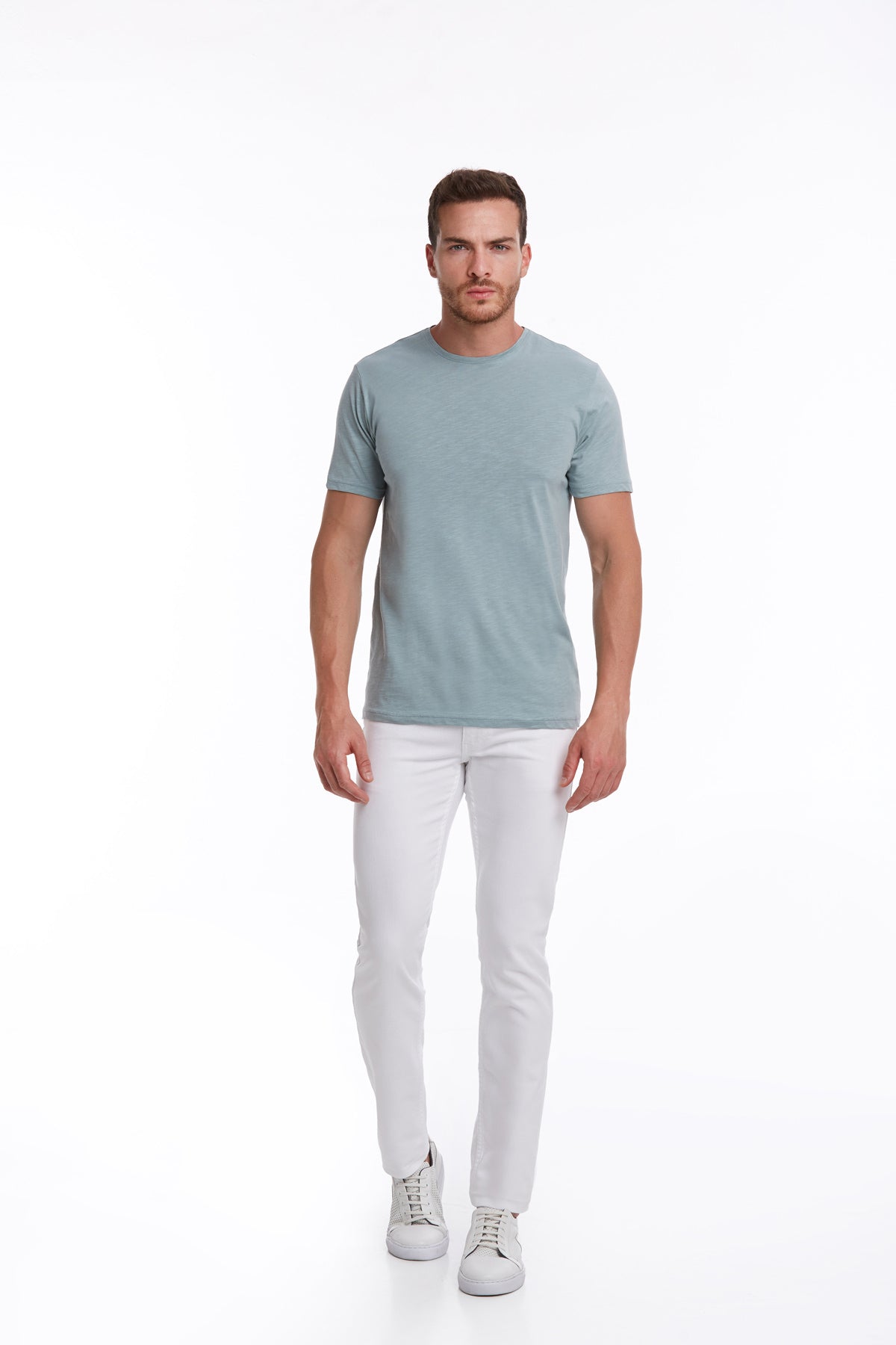 Slim Fit Basic Cotton Mint Crew Neck T-Shirt - MIB