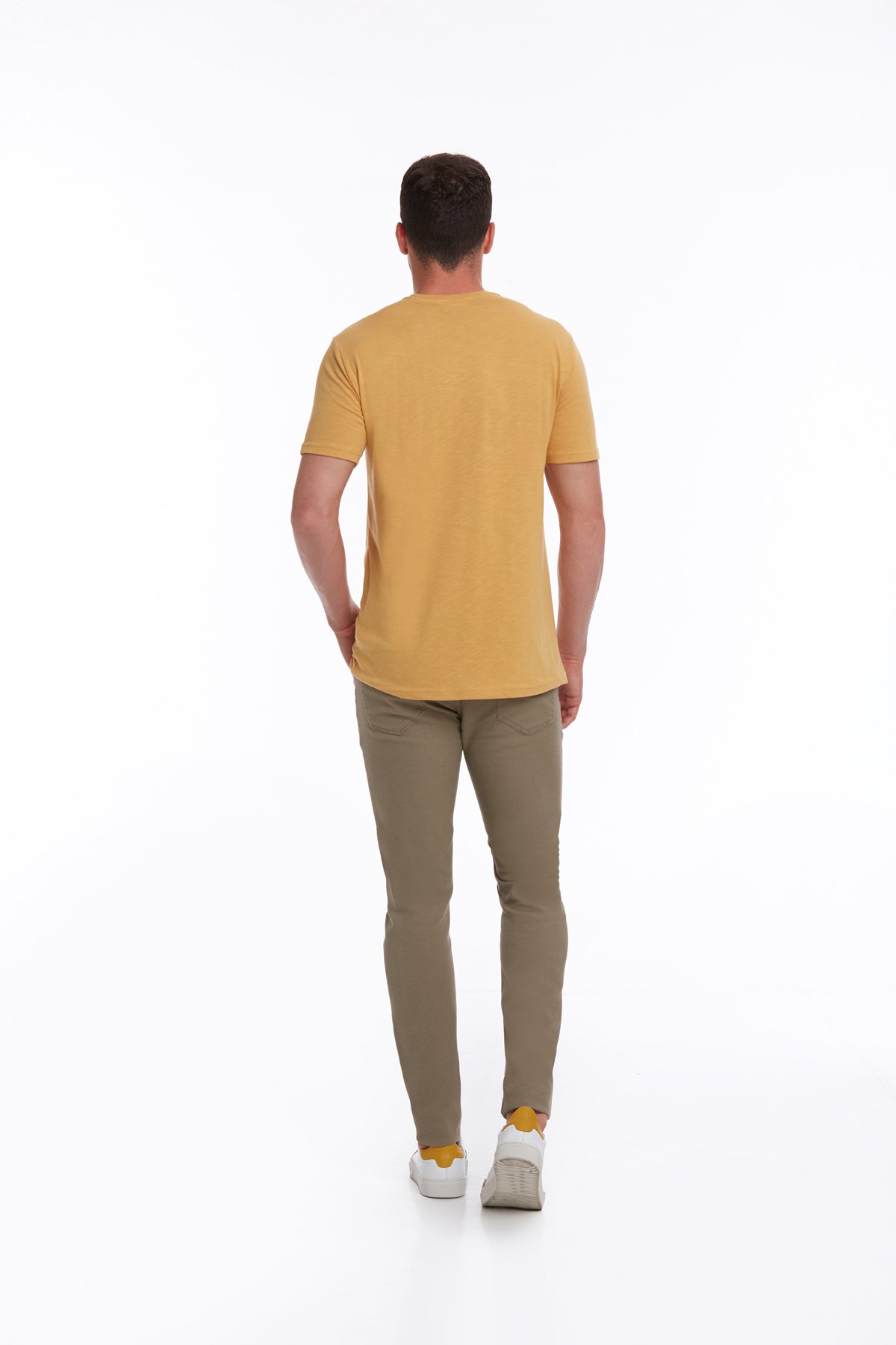 Slim Fit Basic Cotton Mustard Crew Neck T-Shirt - MIB