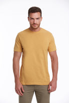 Slim Fit Basic Cotton Mustard Crew Neck T-Shirt - MIB