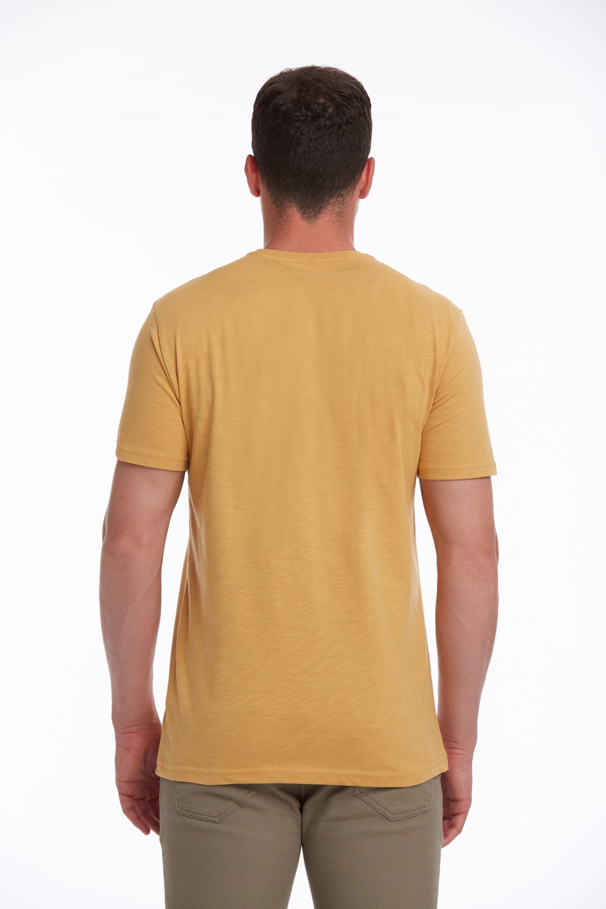 Slim Fit Basic Cotton Mustard Crew Neck T-Shirt - MIB