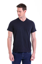 Slim Fit Basic Cotton Navy V-Neck T-Shirt - MIB