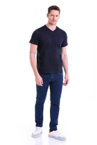 Slim Fit Basic Cotton Navy V-Neck T-Shirt - MIB