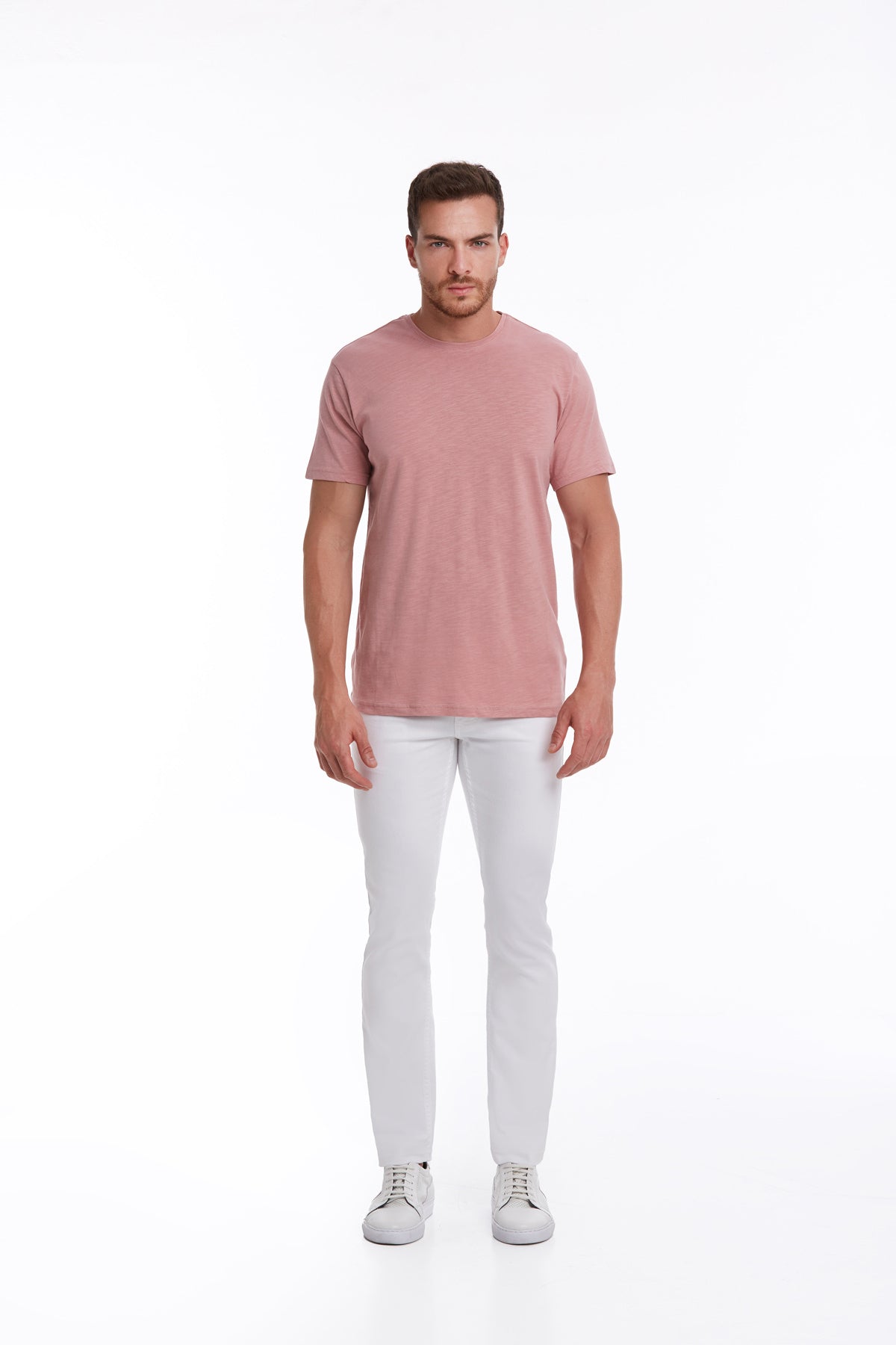 Slim Fit Basic Cotton Pink Crew Neck T-Shirt - MIB