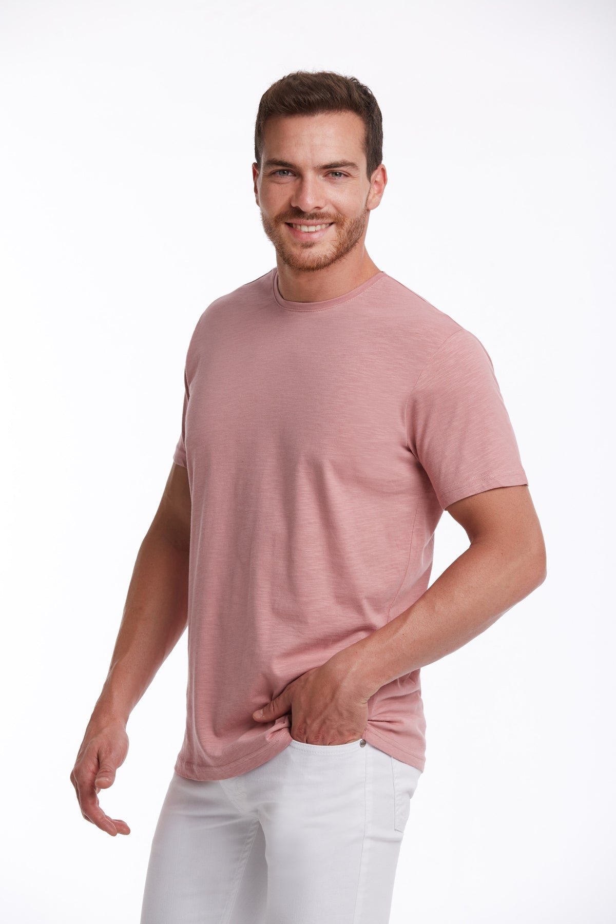 Slim Fit Basic Cotton Pink Crew Neck T-Shirt - MIB