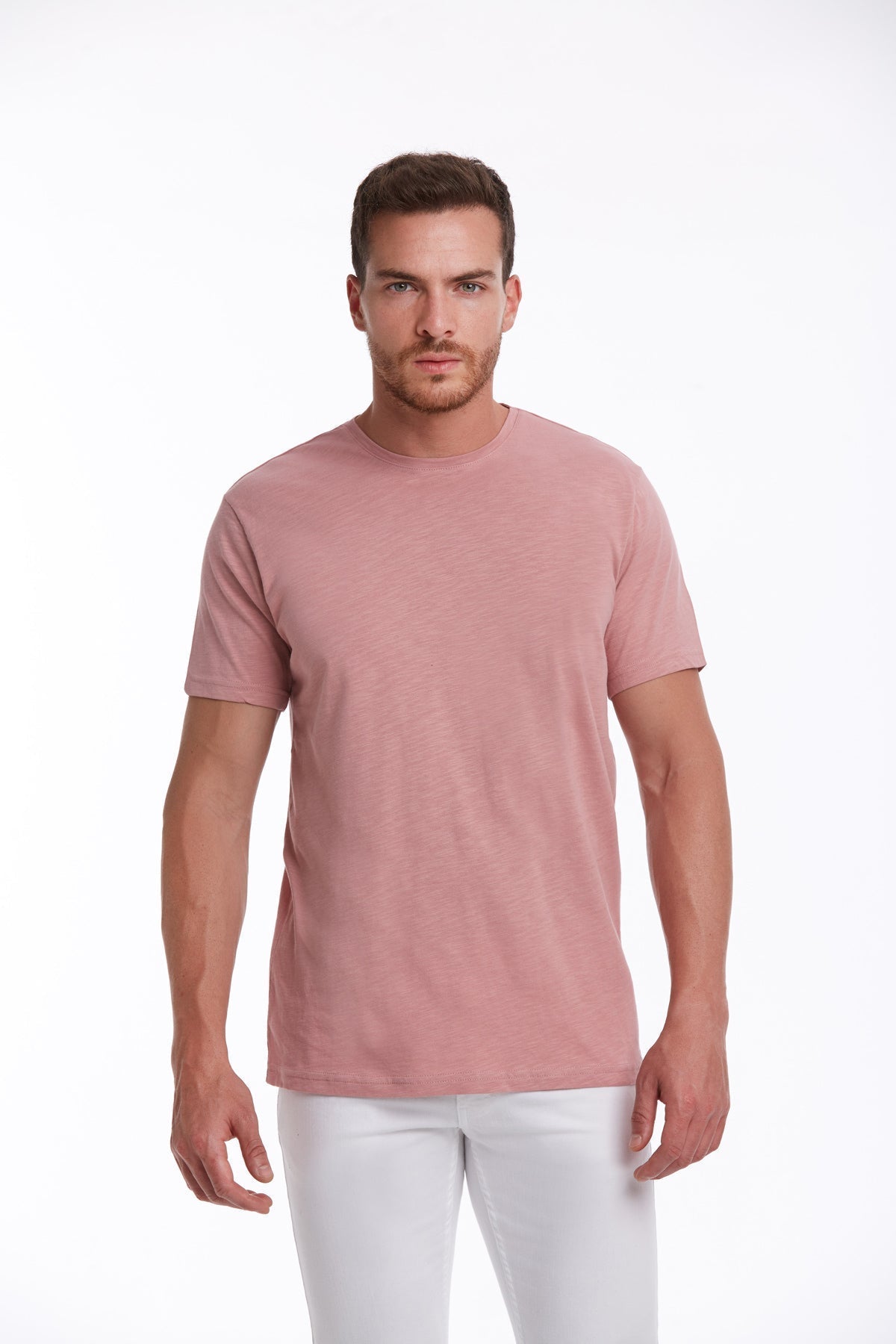 Slim Fit Basic Cotton Pink Crew Neck T-Shirt - MIB