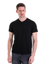 Slim Fit Basic Cotton Black V-Neck T-Shirt - MIB