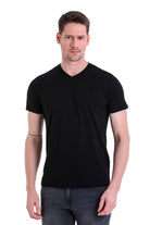 Slim Fit Basic Cotton Black V-Neck T-Shirt - MIB