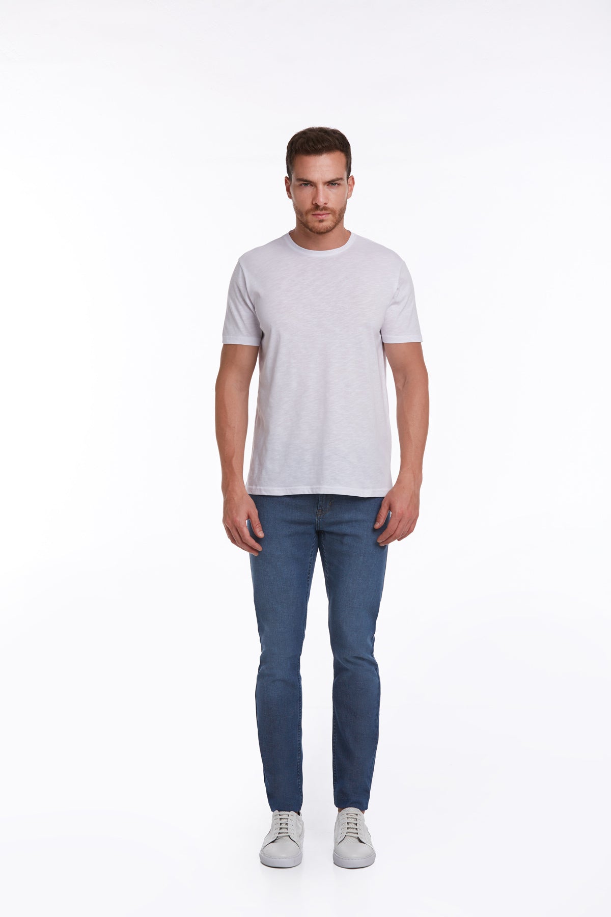 Slim Fit Basic Cotton White Crew Neck T-Shirt - MIB