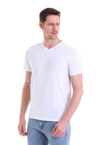 Slim Fit Basic Cotton White V-Neck T-Shirt - MIB