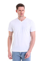 Slim Fit Basic Cotton White V-Neck T-Shirt - MIB