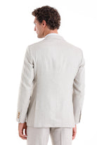 Slim Fit Beige Peak Lapel Linen Casual Suit - MIB