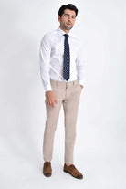 Slim Fit Beige Side Pocket Low Waist Cotton Casual Pants