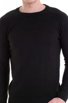 Slim Fit Black Cotton Blend Crewneck Sweater - SAYKI