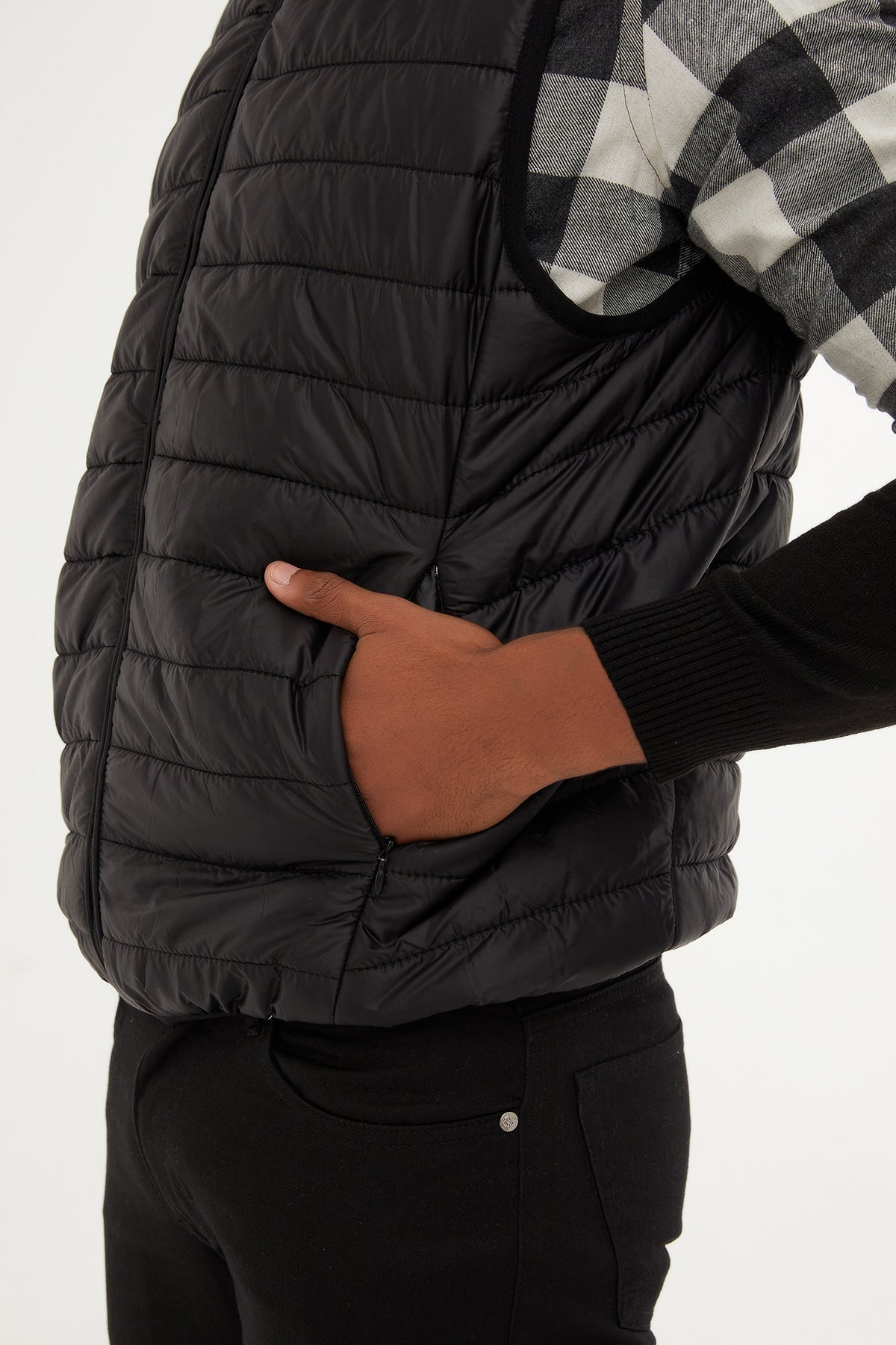 Slim Fit Black Down Like Padded Vest - MIB