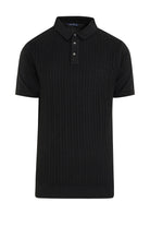 Slim Fit Black Patterned Cotton Blend Polo T-Shirt - MIB