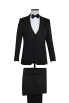 Slim Fit Black Peak Lapel Classic Tuxedo with Vest - MIB