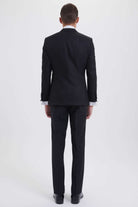 Slim Fit Black Peak Lapel Wool Blend Classic Tuxedo - MIB