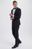 Slim Fit Black Peak Lapel Wool Blend Classic Tuxedo - MIB