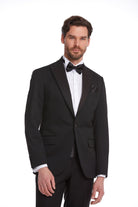 Slim Fit Black Release Peak Lapel Classic Tuxedo - MIB