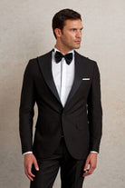 Slim Fit Black Release Peak Lapel Wing Tip Classic Tuxedo