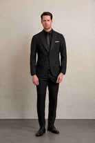 Slim Fit Black Release Peak Lapel Wool Blend Classic Tuxedo