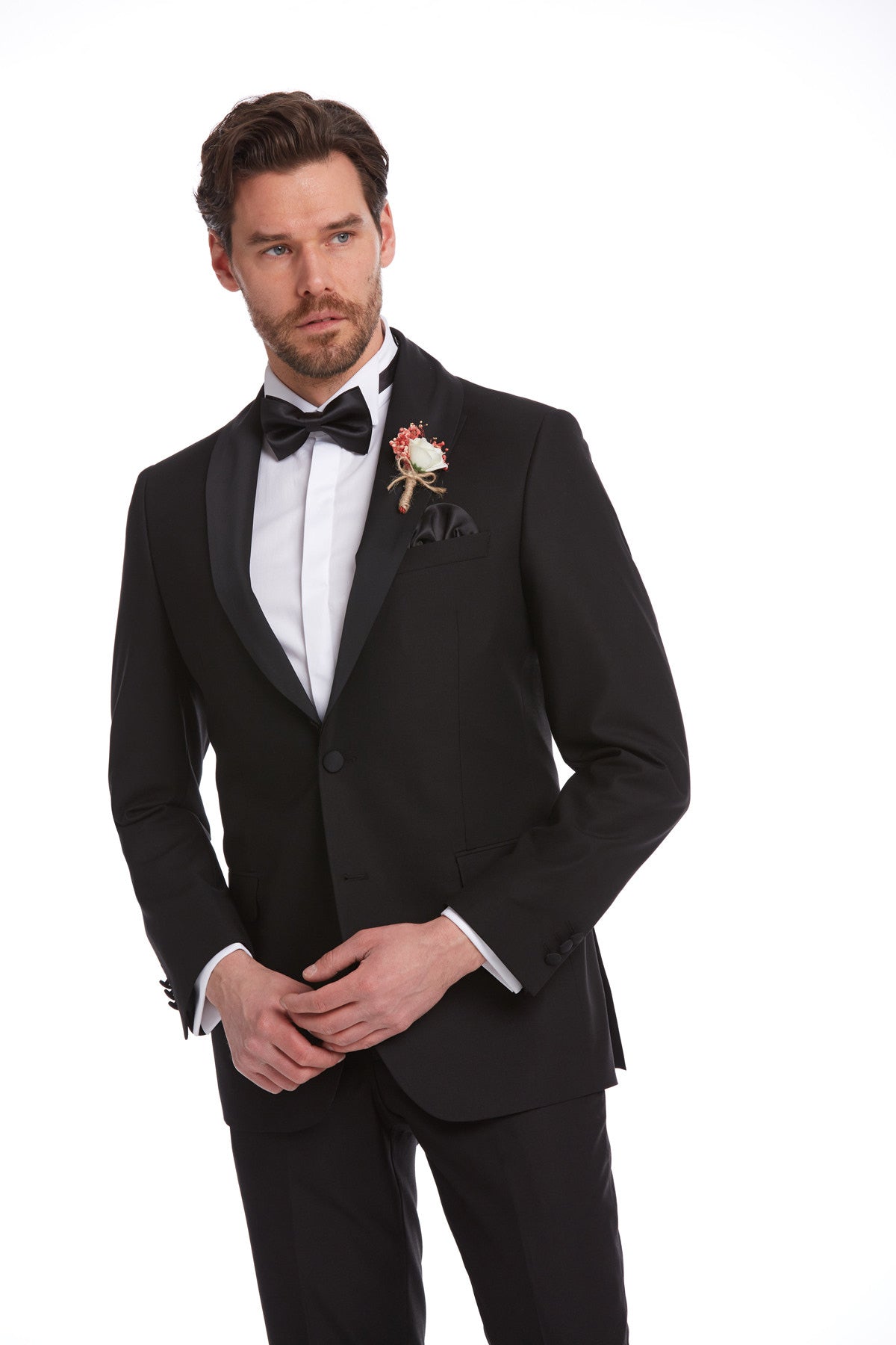 Slim Fit Black Release Shawl Lapel Classic Tuxedo - MIB