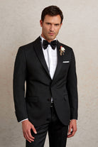 Slim Fit Black Release Shawl Lapel Wing Tip Classic Tuxedo