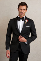 Slim Fit Black Release Shawl Lapel Wing Tip Classic Tuxedo