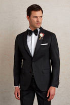 Slim Fit Black Release Shawl Lapel Wing Tip Classic Tuxedo