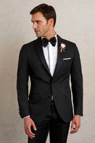 Slim Fit Black Release Shawl Lapel Wing Tip Classic Tuxedo