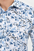 Slim Fit Blue Floral Printed Cotton Casual Shirt - MIB