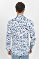 Slim Fit Blue Floral Printed Cotton Casual Shirt - MIB