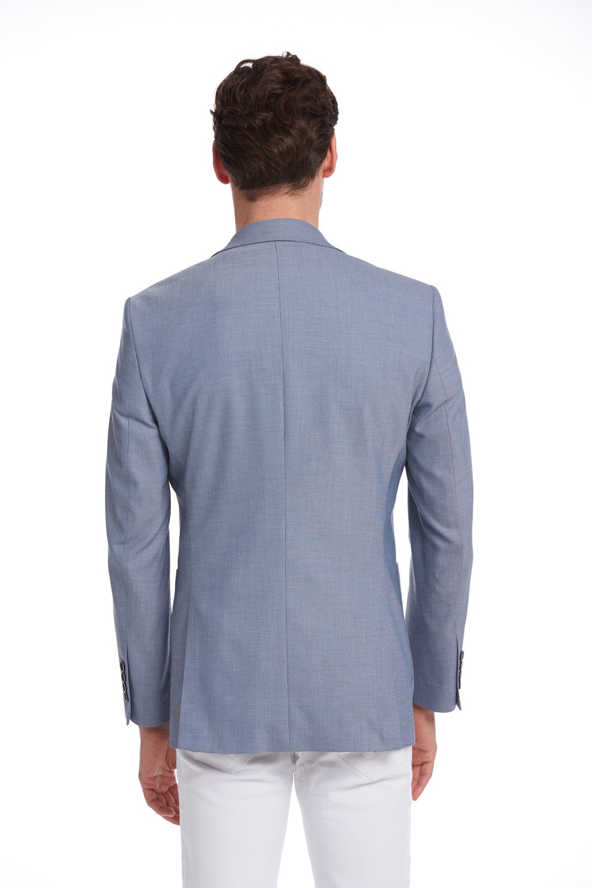 Slim Fit Blue Peak Lapel Casual Blazer - SAYKI