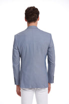 Slim Fit Blue Peak Lapel Casual Blazer - SAYKI