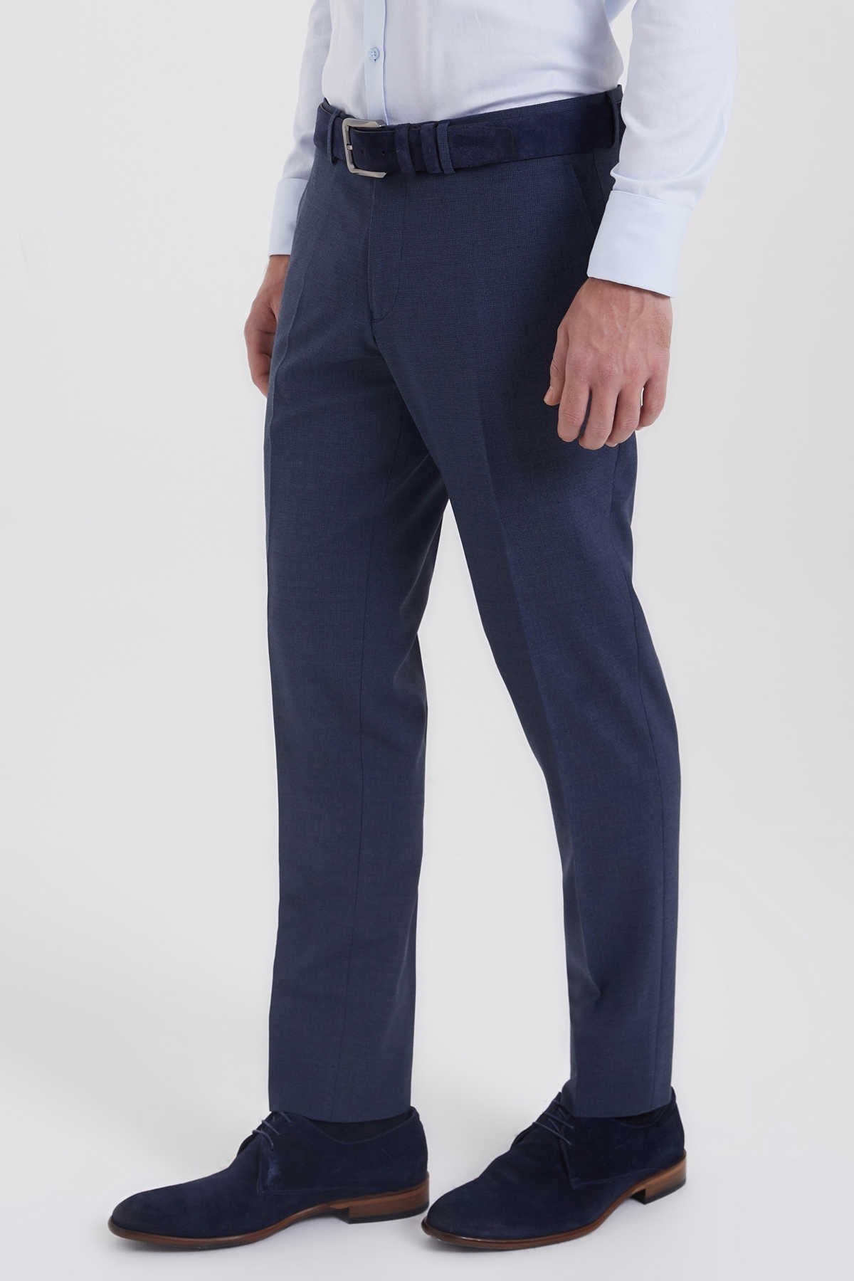 Slim Fit Blue Side Pocket Low Waist Wool Dress Pants - MIB