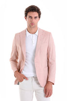 Slim Fit Brick Peak Lapel Linen Casual Blazer - SAYKI